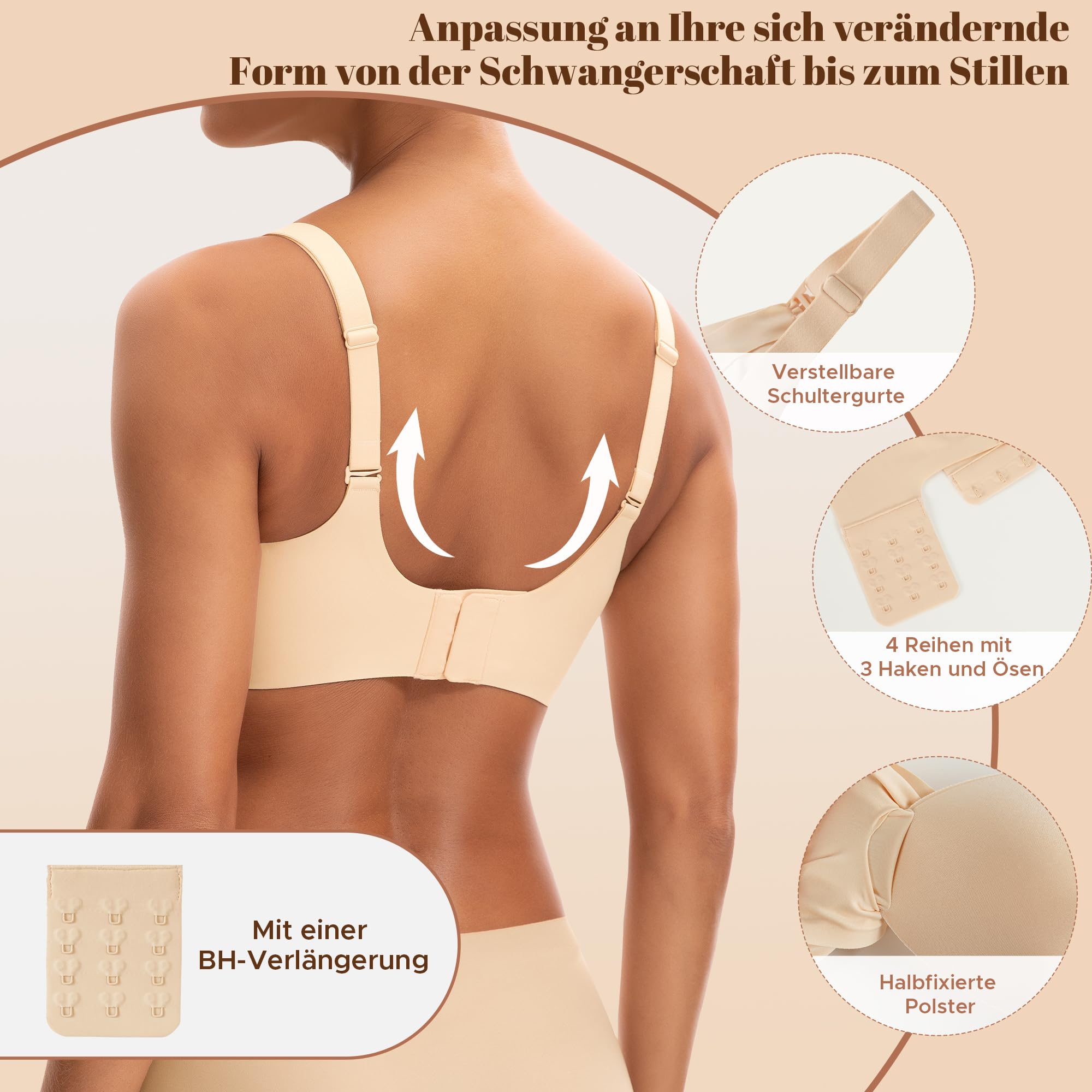 INNERSY Reggiseno Allattamento Senza Ferretto Invisibile Reggiseni Imbottito Bralette Gravidanza