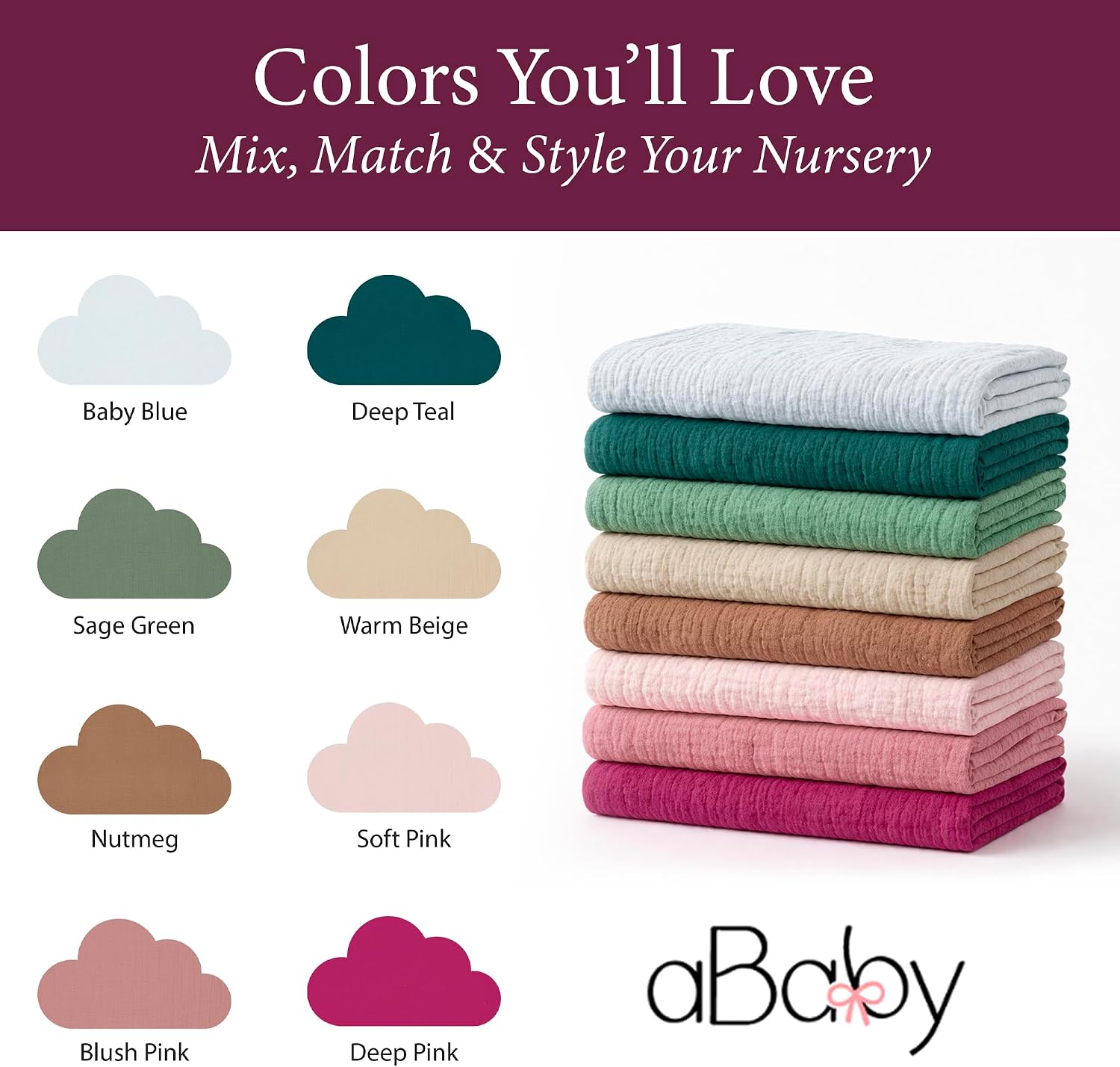 Ababy Custom Size Baby Fitted Sheet – Muslin Cotton for Bassinet, Crib, Cradle & Toddler Mattress – Soft Breathable Fabric, 360° Elastic, Machine Washable, Multiple Colors (Deep Pink)