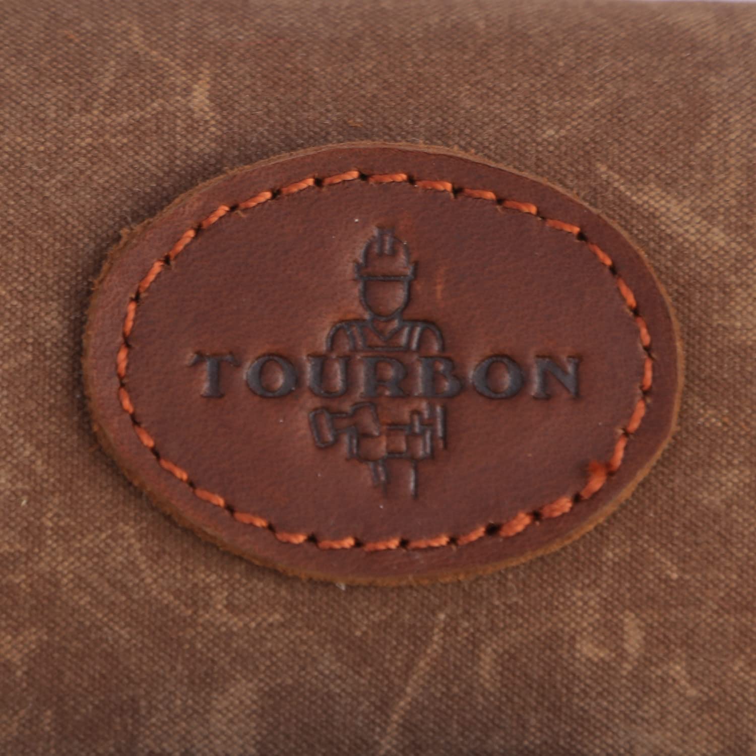 Tour de Ceinture en Toile Cirée et Cuir Outil Ceinture Holster avec Support Mètre Ruban pour Électricien Atelier Marron
