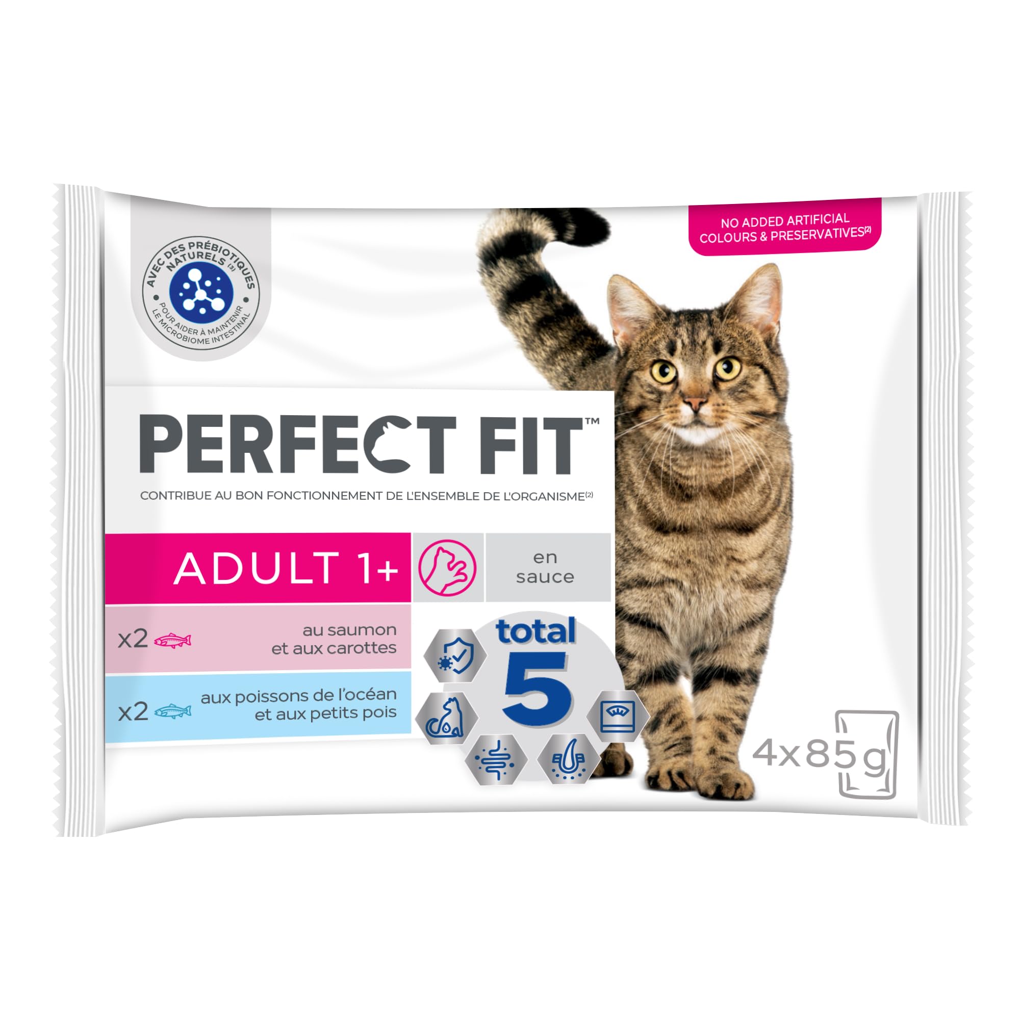 PERFECT FIT Repas pour Chat Adulte Stérilisé - 52 Sachets Fraîcheur (Lot de 13 Packs de 4x85g) - Pâtée pour Chat en Sauce au Saumon / aux Poissons blancs - Nourriture Complète & Equilibrée