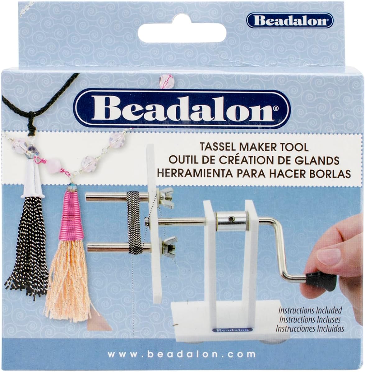 Beadalon 216S-100 7mm O.D. Pegs Tassel Maker, 2.5-9.7cm , White