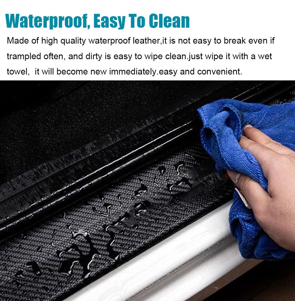 LEXLEY For Dodge Charger Challenger Durango SRT,Customize Your Car Model,Leather Door Sill Protector,Scuff Plate Cover-RED