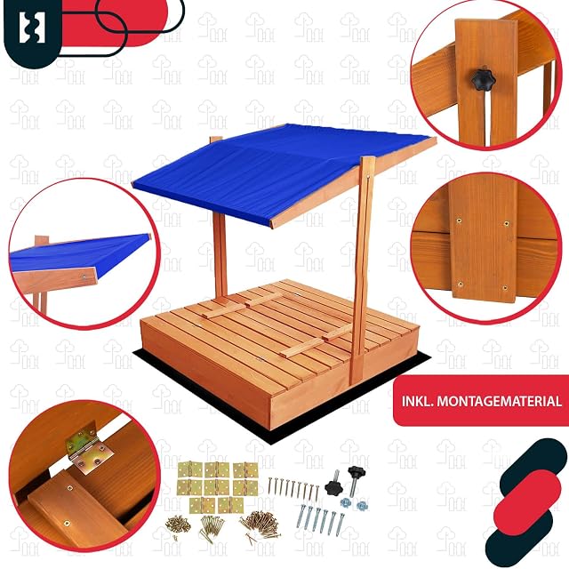 Foto 5 de 8 de KOTARBAU® Arenero Infantil, Madera, 140 x 140 cm