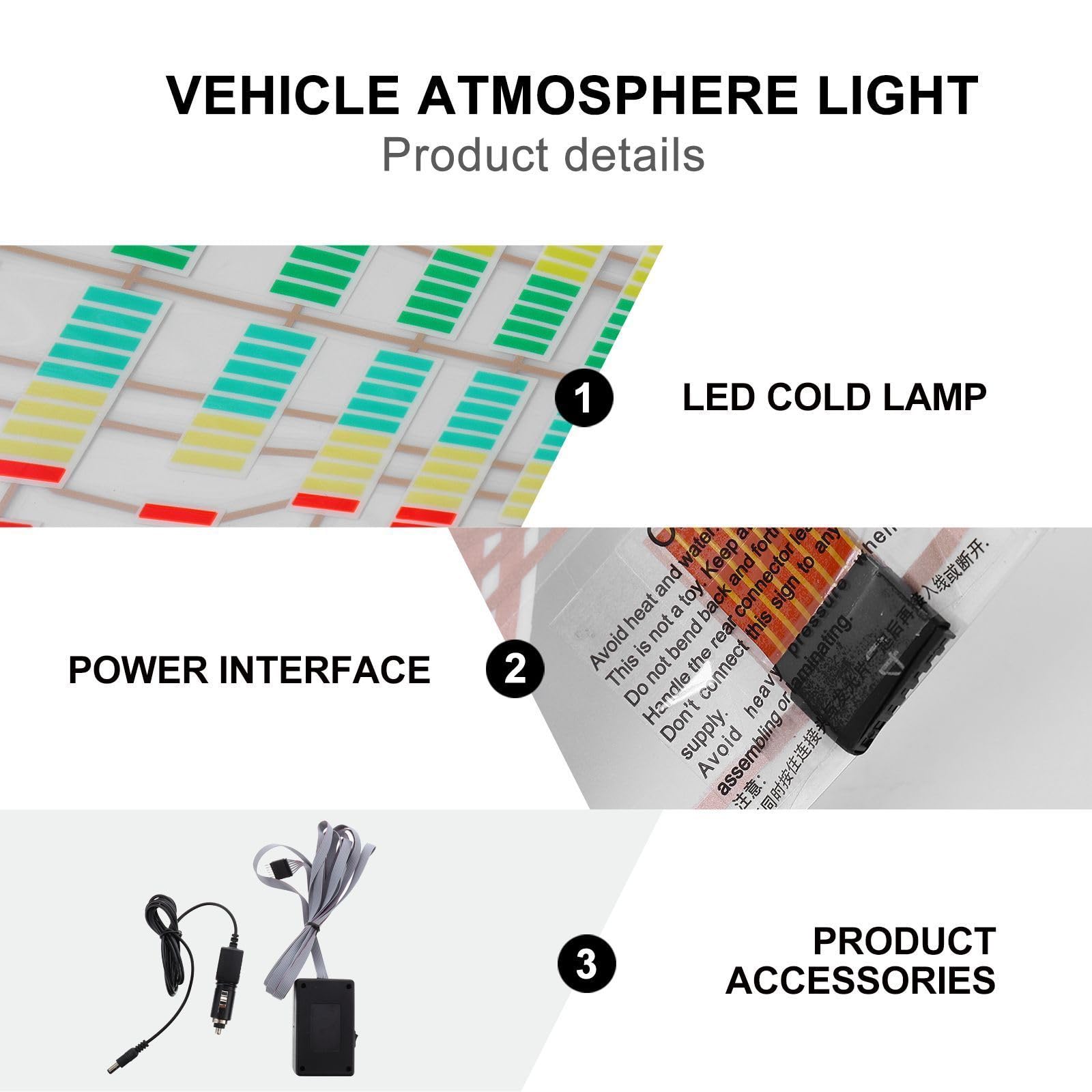 Luz Musical para Coche 12v, Lámina LED Ultrafina de PVC