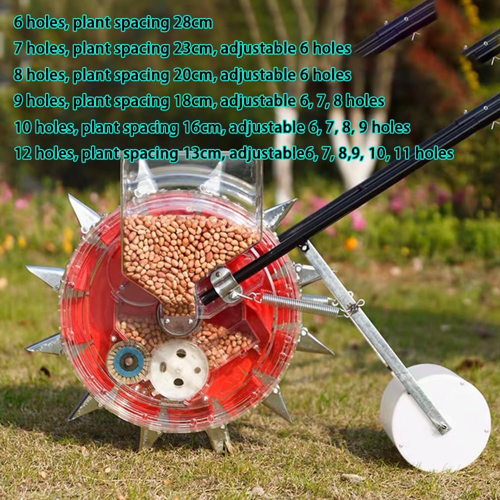 Precision Garden Semoir avec boîte de rangement de graines – Semoir manuel pour engrais de maïs et de soja – Épandeur pour pelouse et jardin – Outil de plantation facile