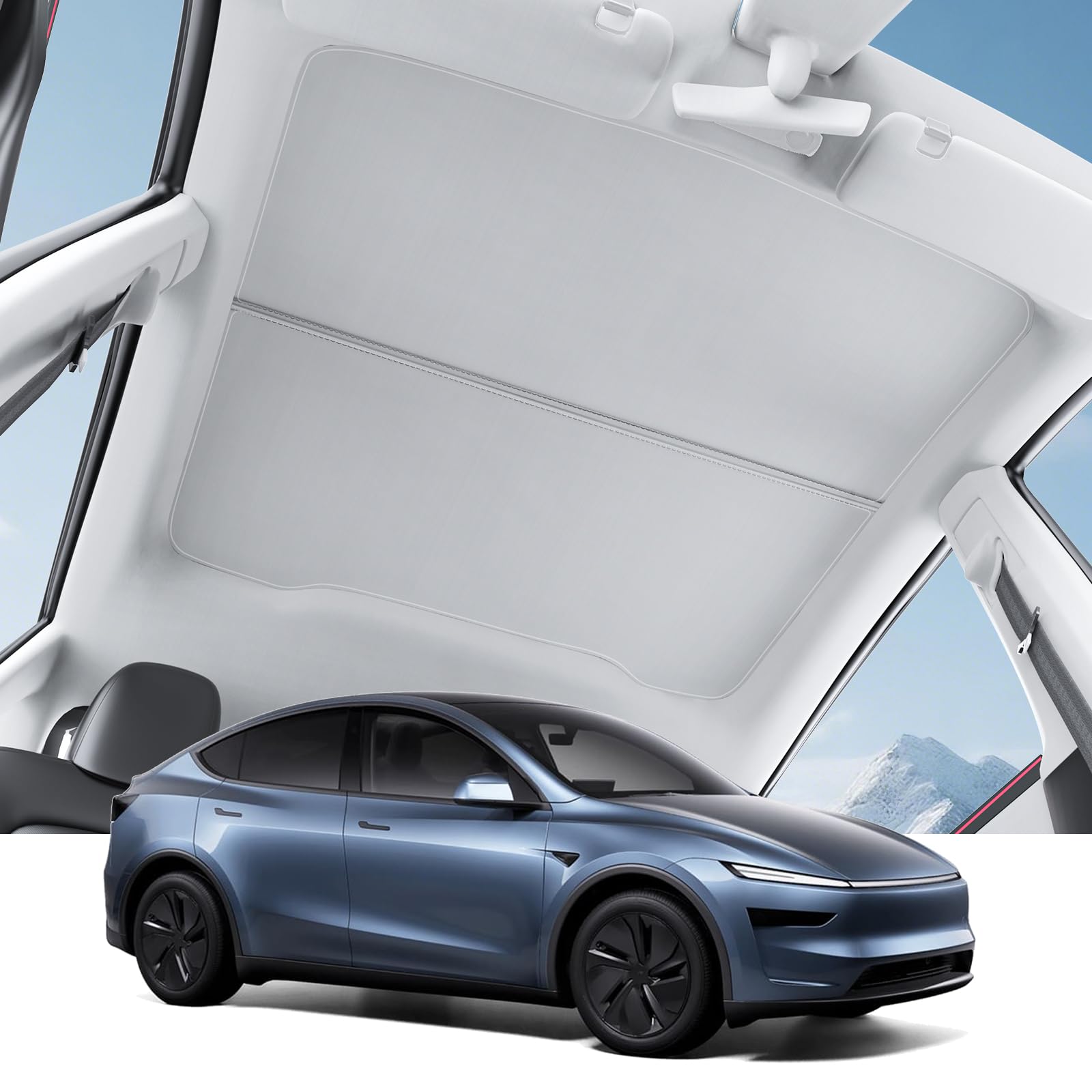 Ywooon Dakzonwering voor Tesla Model Y 2025 2026 juniper [Superior Anti-UV & Sag-Free] ijsglas, warmte-isolatie, glazen dak voor Tesla Model en Highland, zwart