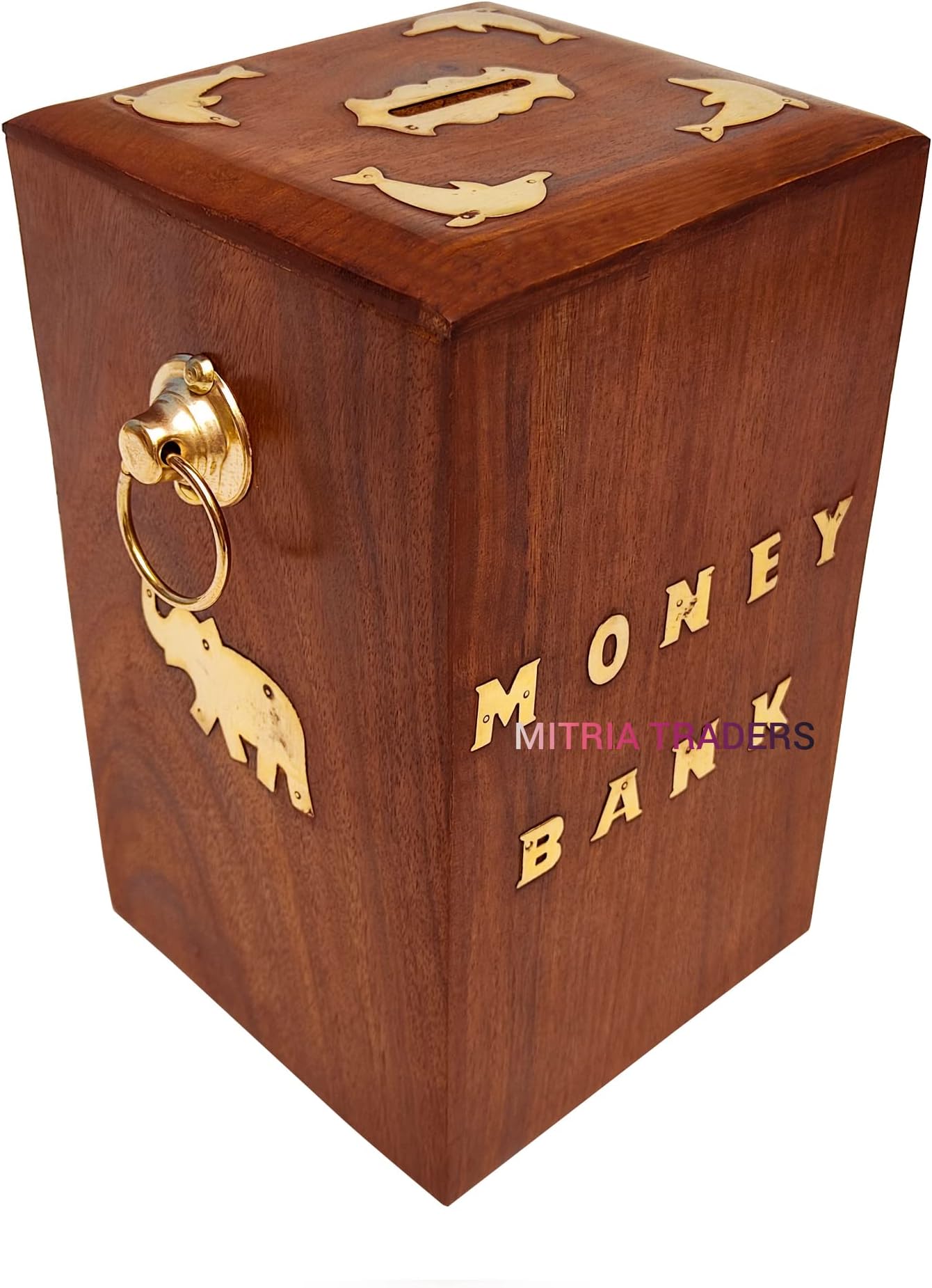 Wooden Money Bank -8 x 5 x 5.5 inch |Big Master Size Piggy Bank | Storage Bank for Kids and Adults