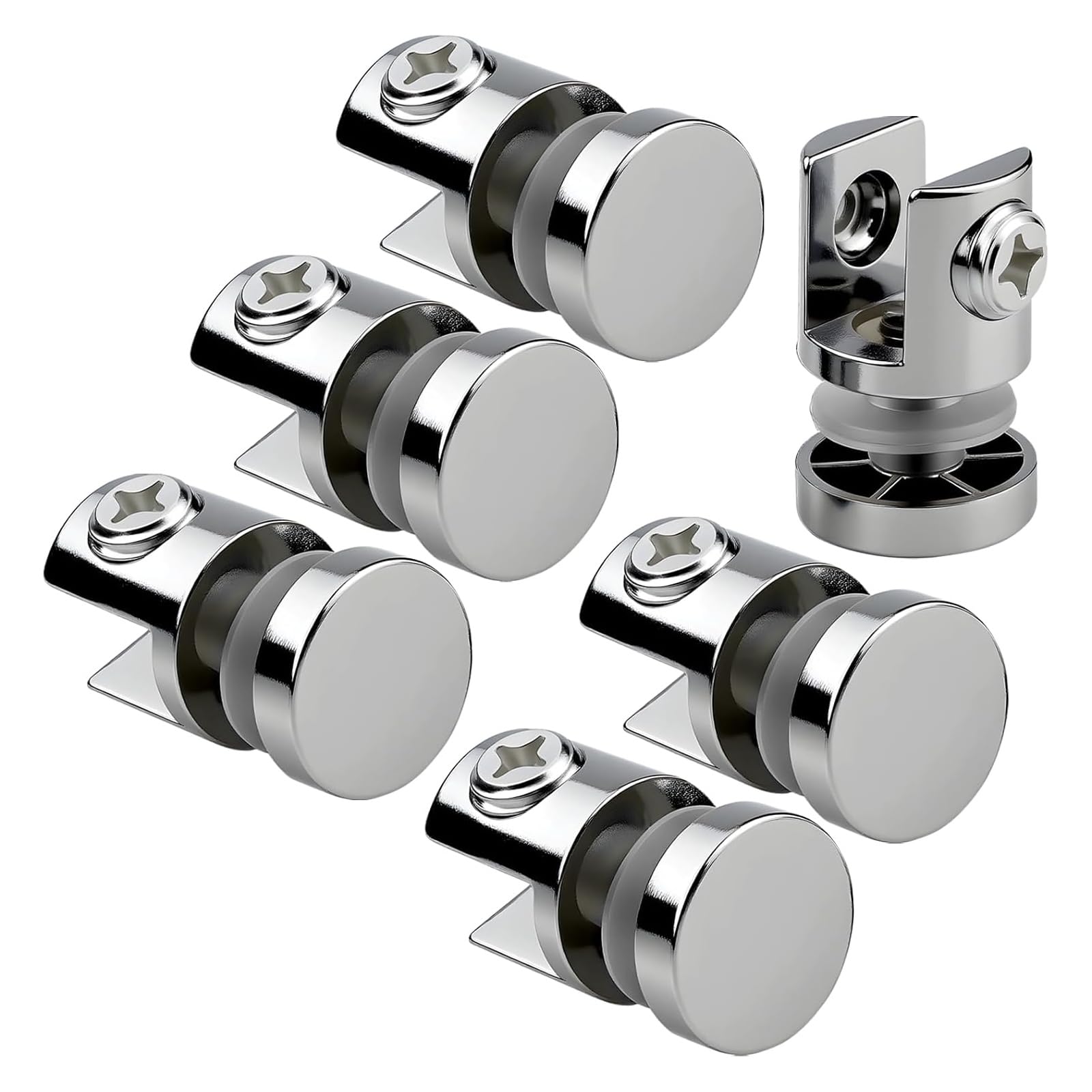 6 Pieces Metal Glass Shelf Supports Heavy Duty Not Rusts Clamps Suitable for 5-10mm Thick Panel Bathroom Use Single Side Glass Clamps