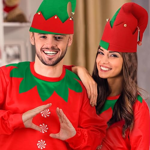 Miniatura 6 de Hoosige Christmas Elf Costume Set Including Christmas Sweater and Elf Hat Xmas Elf Outfit for Christmas Party for Adults