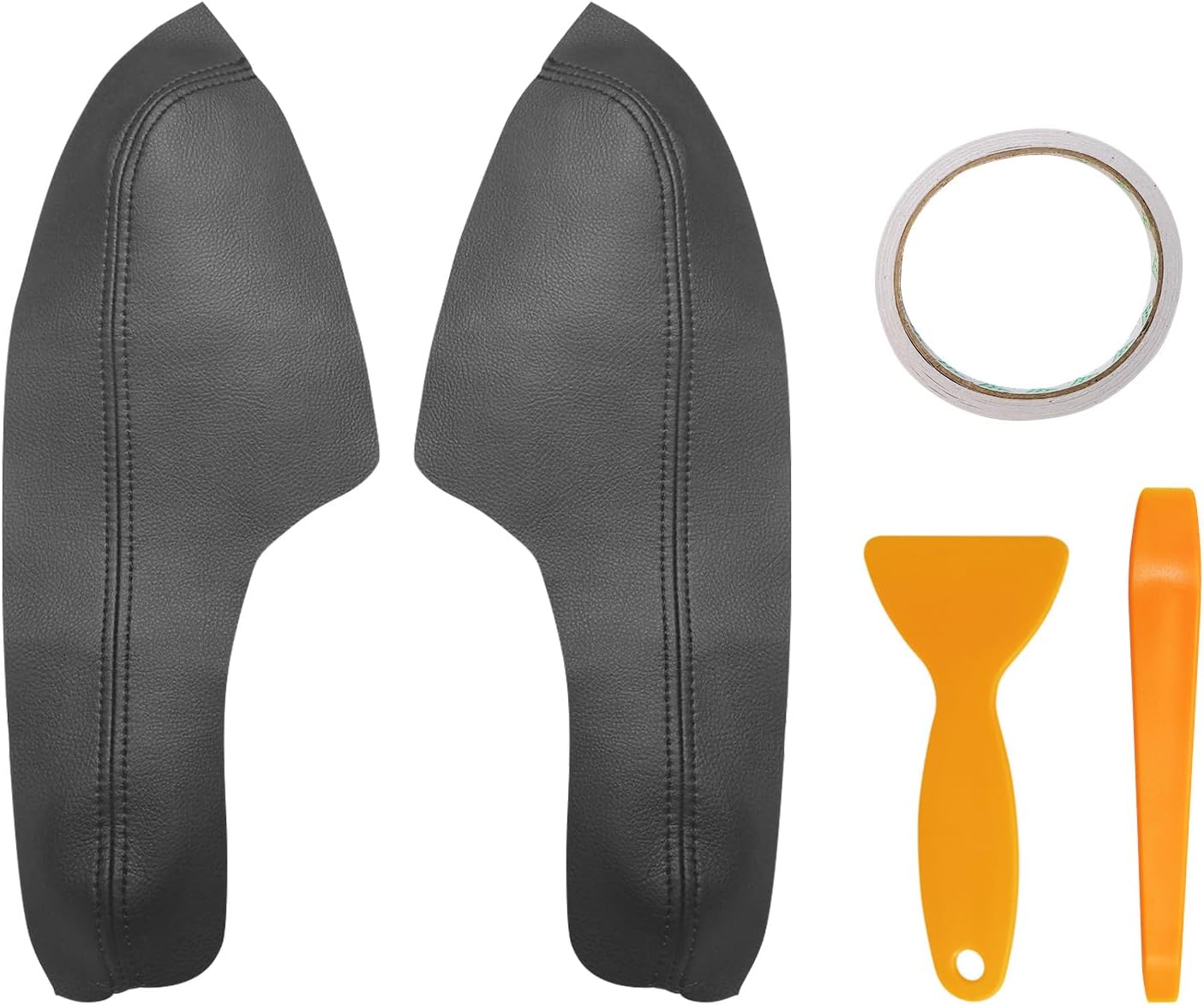 Compatible with Front Door Panels Armrest Cover for Honda Civic 2016-2020 Leather Left & Right Front Door Armrest Trim with Installation Tool 2PCS Black (Leather Only)
