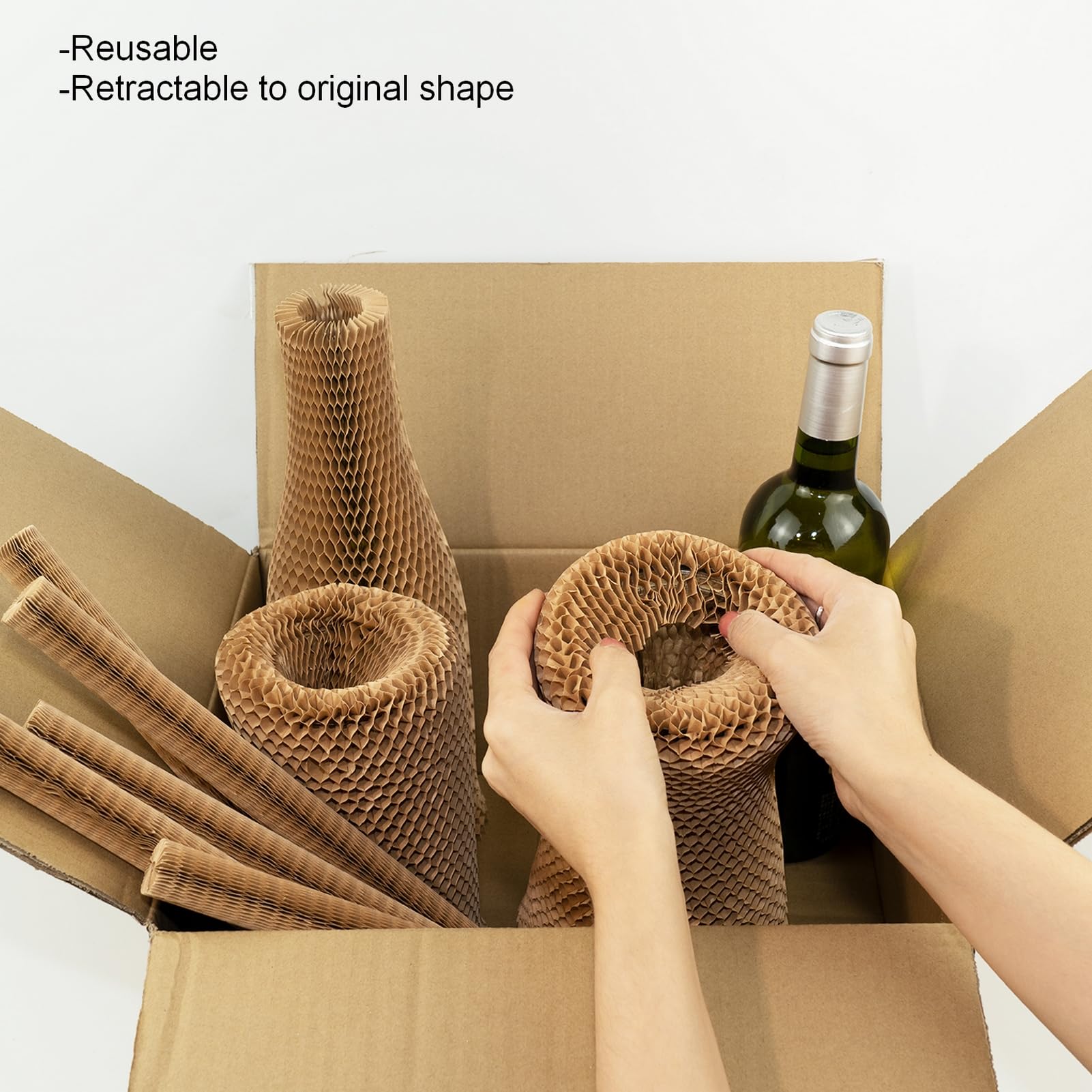 Paquete de 12 Fundas Protectoras de Burbujas de 35 cm para Mudanzas, Papel de Embalaje de Panal, Frascos de Vidrio, Botellas de Vino, Materiales de Envolturas