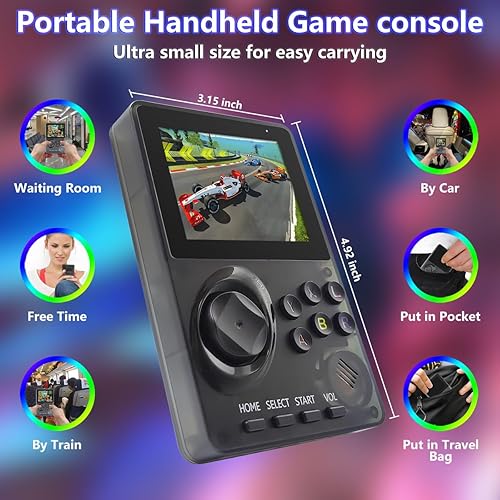 Miniatura 2 de 16 Bit Game Console 2.8-inch Super Wide Lcb Preloaded 100 HD Handheld Video Game Seniors Electronic Games Player Birthday Present Xmas (Transparent