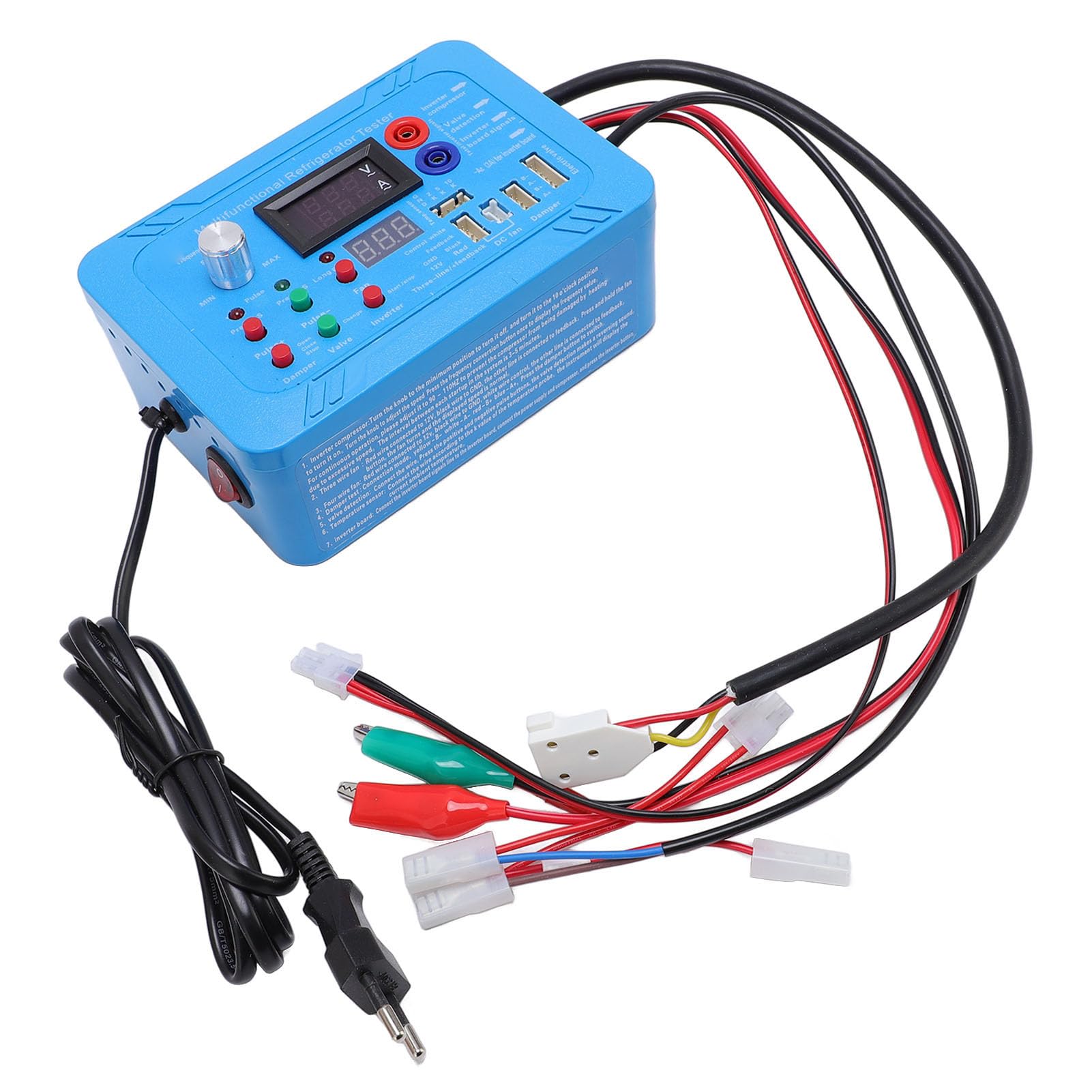SIXRUN Refrigerador Inversor Probador, Herramienta de Detección de Frecuencia y Voltaje Ajustable para Reparación de Placa Inversora y Válvula Solenoide de Pulso, con 16 Terminales de (Enchufe de la