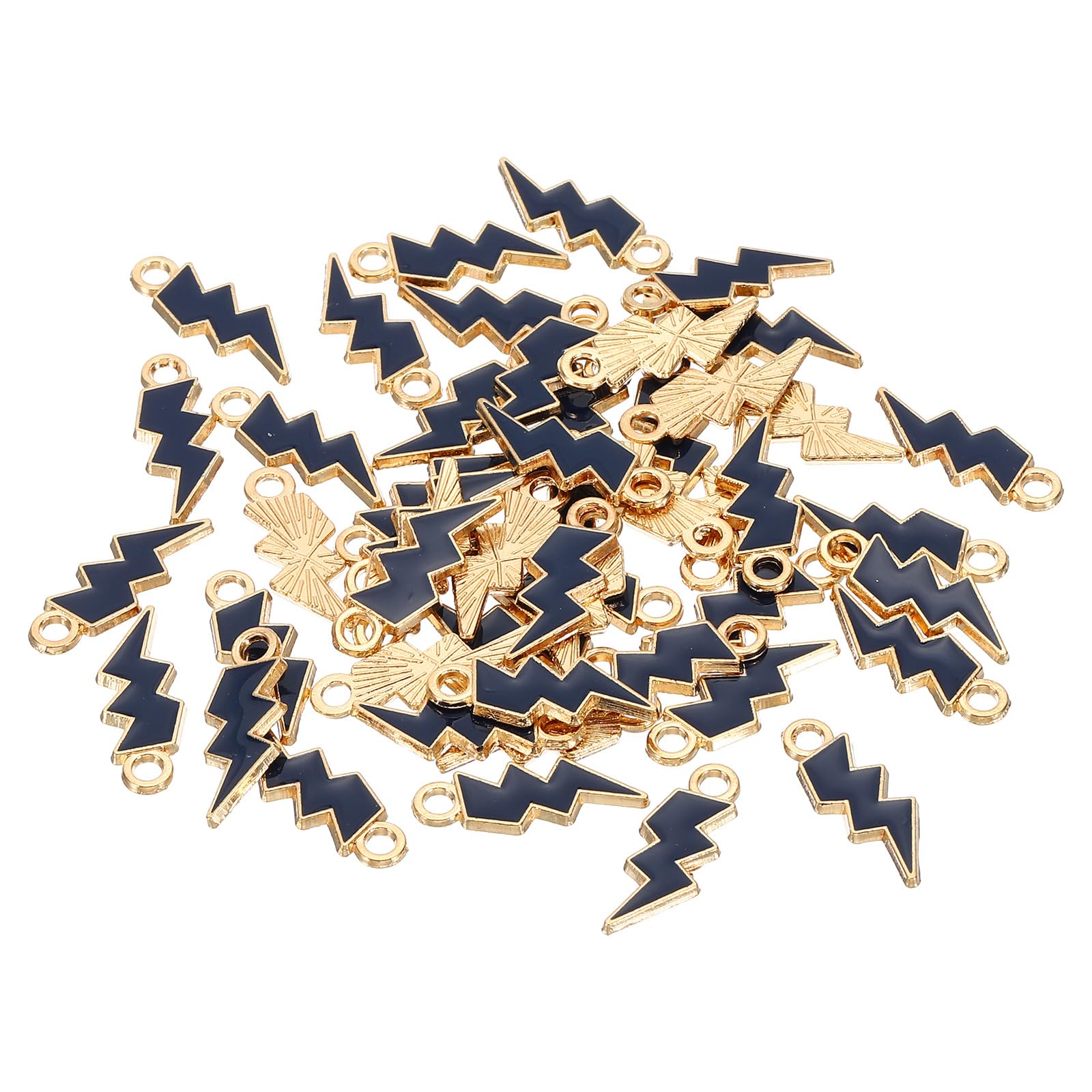 PATIKIL 21x8mm Enamel Charm, 50Pcs Alloy Thunder Charm Pendant for Jewelry Making Necklace Bracelets DIY Accessories, Navy Blue