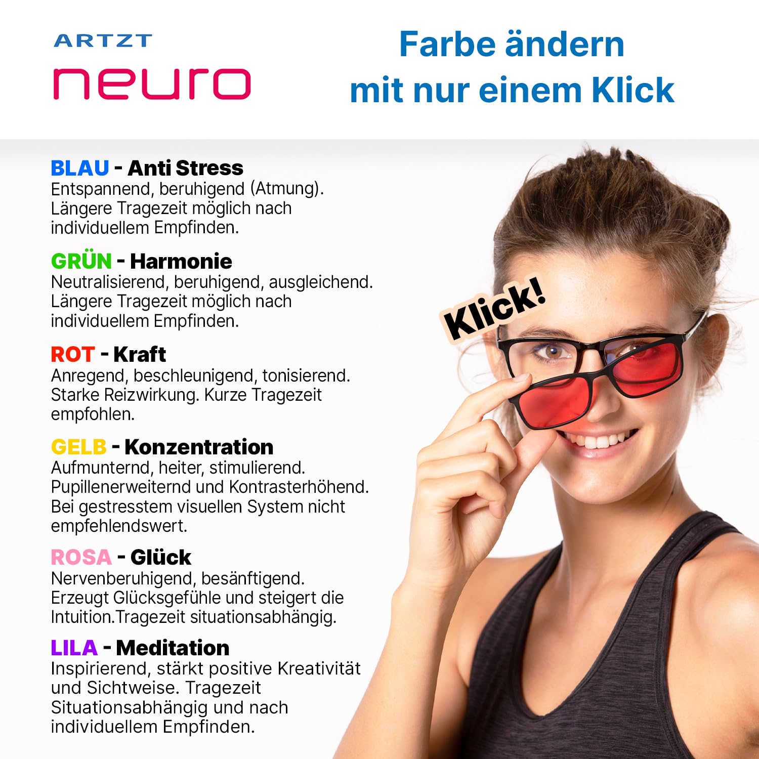 Farbbrillen Set | Farbtherapiebrille mit 6 komfortable Farbbrille für Farbtherapie | Neuroathletik Lichttherapiebrille 100% UV-Schutz Mehrfarbig, OneSize