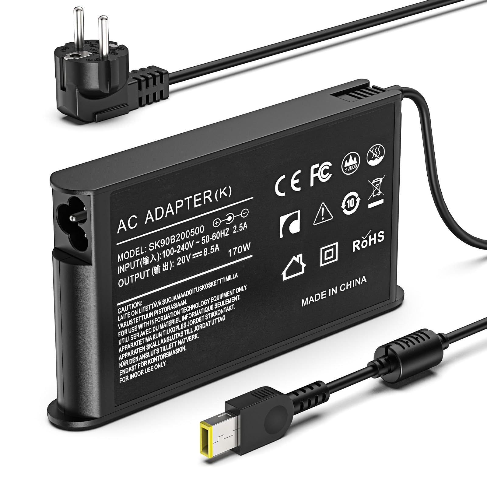 Jippofu Netzteil 170W Ladegerät Kompatibel mit Lenovo Thinkpad P1 P15 P17 T15g P50 P51 P52 P53 P70 P71 P73 W540 W541 Legion Y530 Y540 Y720 Y730 Y7000 Y900 Y910 Y920 ADL170NLC3A ADL170NDC3A Ladekabel