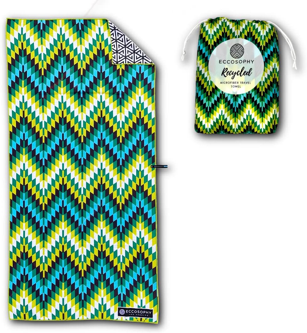 ECCOSOPHY Microfiber Beach Towel for Adults - Oversized Travel Beach Towels with Pouch - 71x35 inch Quick Dry Pool Towels - Large Sand Free Beach Towels