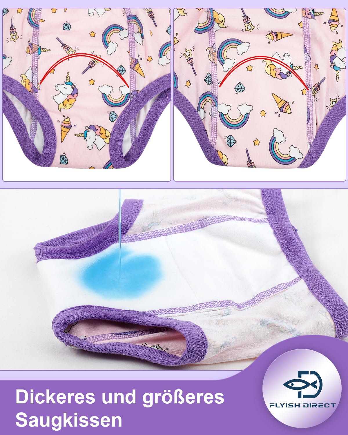 FLYISH DIRECT Töpfchen Trainingshose, 6er Kinder Töpfchentraining Unterwäsche für Jungen und Mädchen, Kinder Töpfchen-Trainingshosen - 5