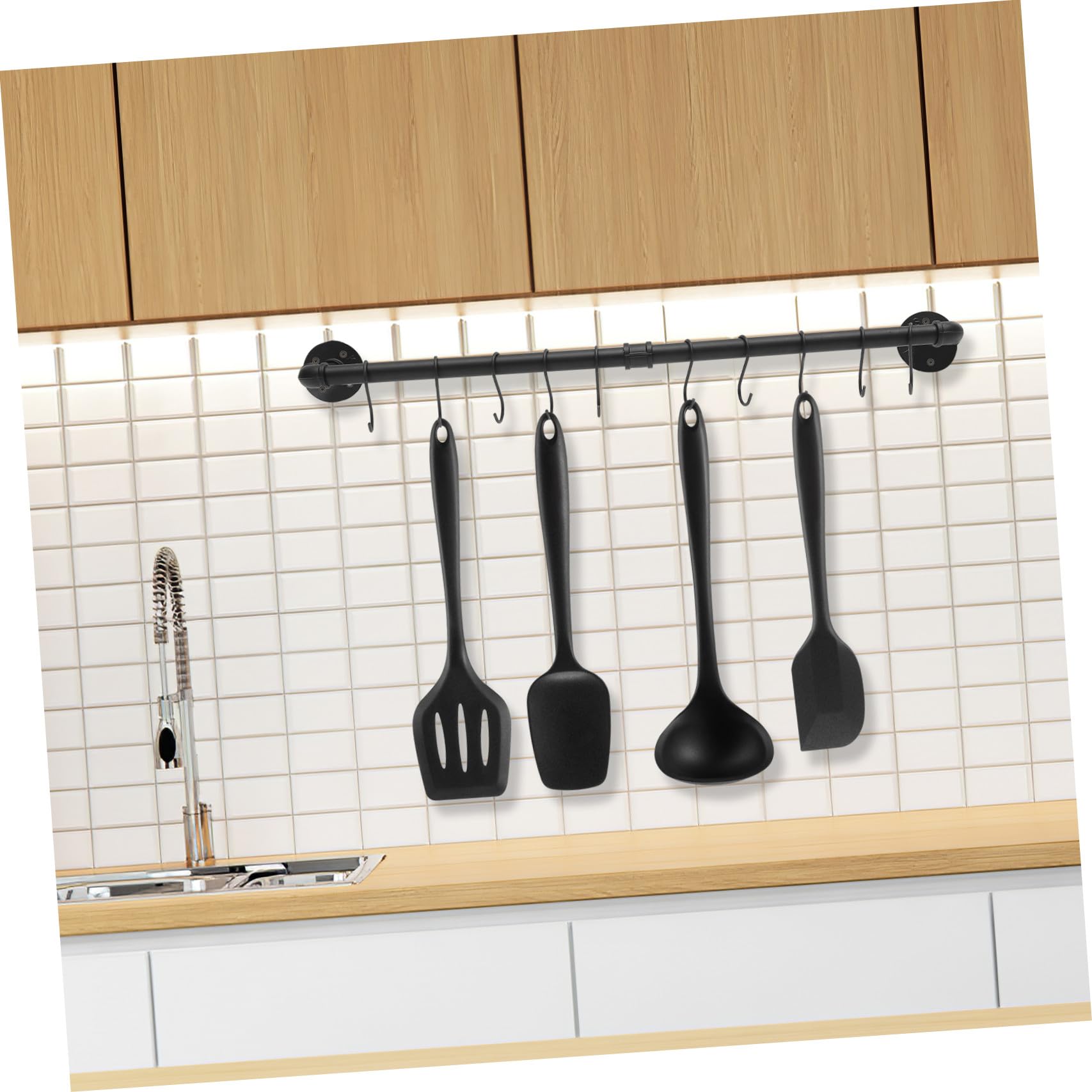 Cabilock 1ensemble Support Murale De Cuisine Industrial Avec Crochets Pour Casseroles Et Poêles Organisateur De Pots Et Ustensiles De Cuisine Rail Pratique Et Économiseur Espace