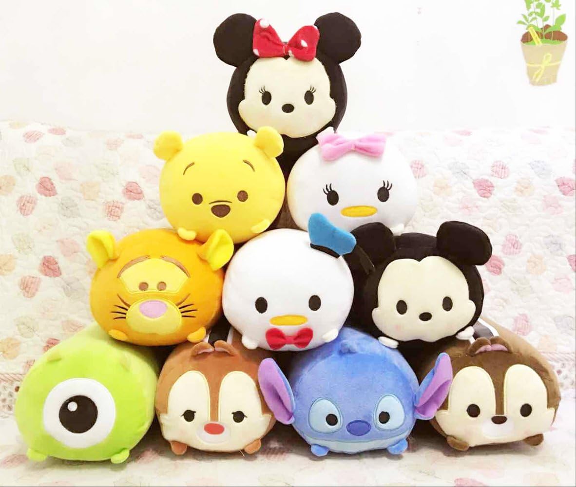 Finex 2 Pcs Set Mickey Minnie Plush Travel Pillow Stackable Long Cushion for Long Flight car Ride Cruise