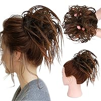 Vista 29 de HMD - Extensiones de cabello tipo rodete desordenado, cola de caballo con banda elástica de goma, extensiones de cabello sintético para mujer