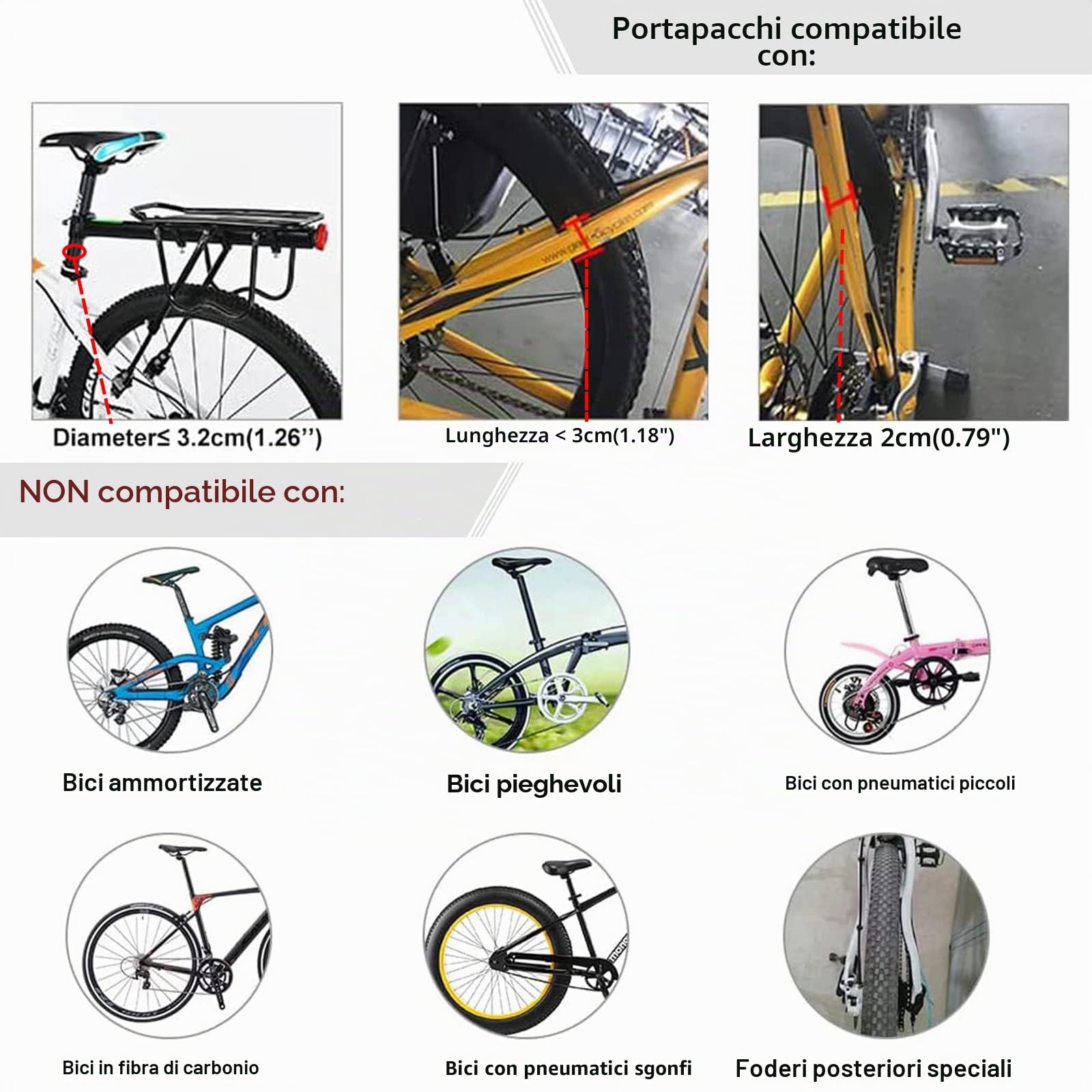 Portapacchi Posteriore Bici, Portabici Bicicletta Universale in Lega di Alluminio, Mountain Bike Carrier Rack con Riflettore e Parafango per MTB da 24 a 29 Pollici