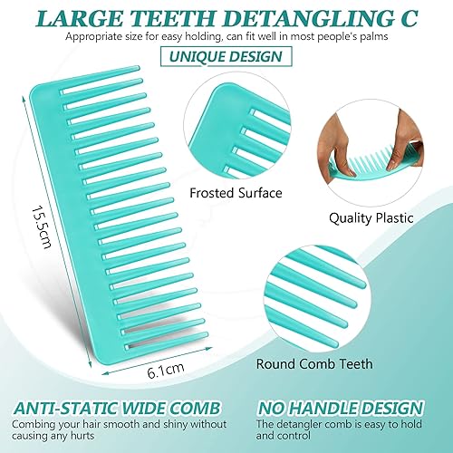 Miniatura 40 de Patelai Peine de dientes anchos, peine desenredante grande para cabello rizado, húmedo y seco, sin mango, accesorios desenredantes (ámbar)