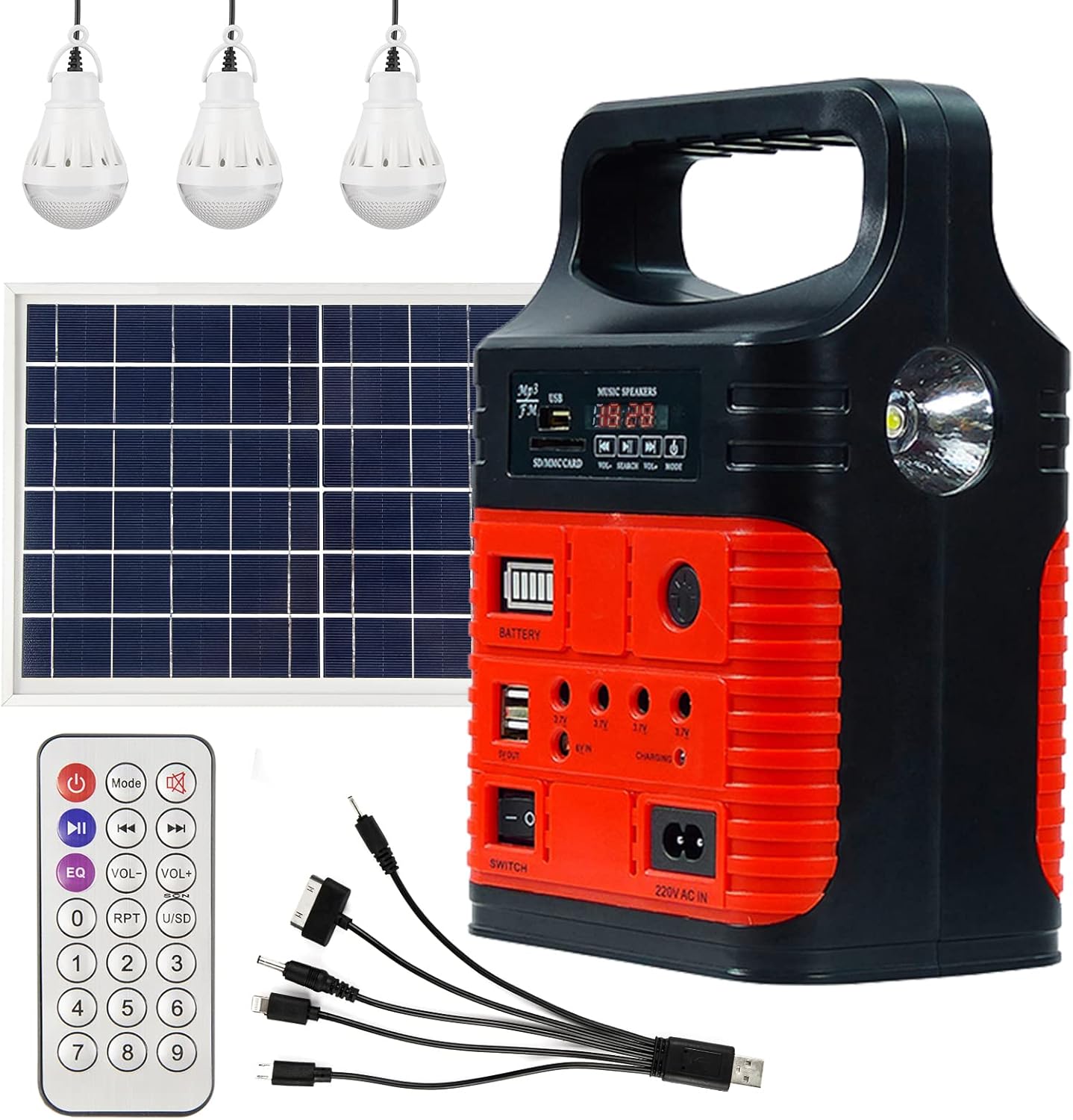 Solar Generator – Portable Power Station for Emergency Power Supply,Portable Generators for Camping,Home Use&Outdoor,Solar Powered Generator With Panel Including 3 Sets LED Light (Red Color)