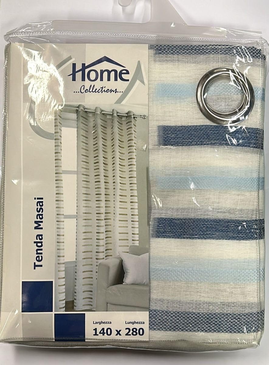 Rideau Masai bleu ciel 140x280cm grand panneau Home Collection