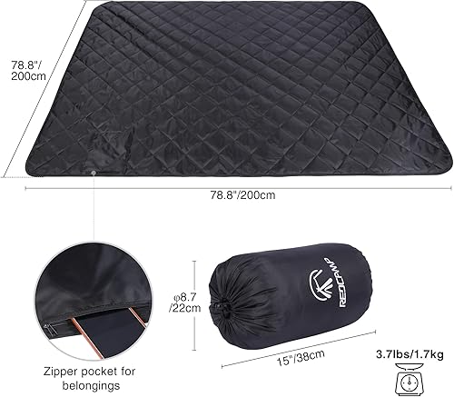 Miniatura 3 de REDCAMP Manta grande y cálida con forro de sherpa, manta para exteriores para clima frío, resistente al viento, para campamento, estadio, lavable a