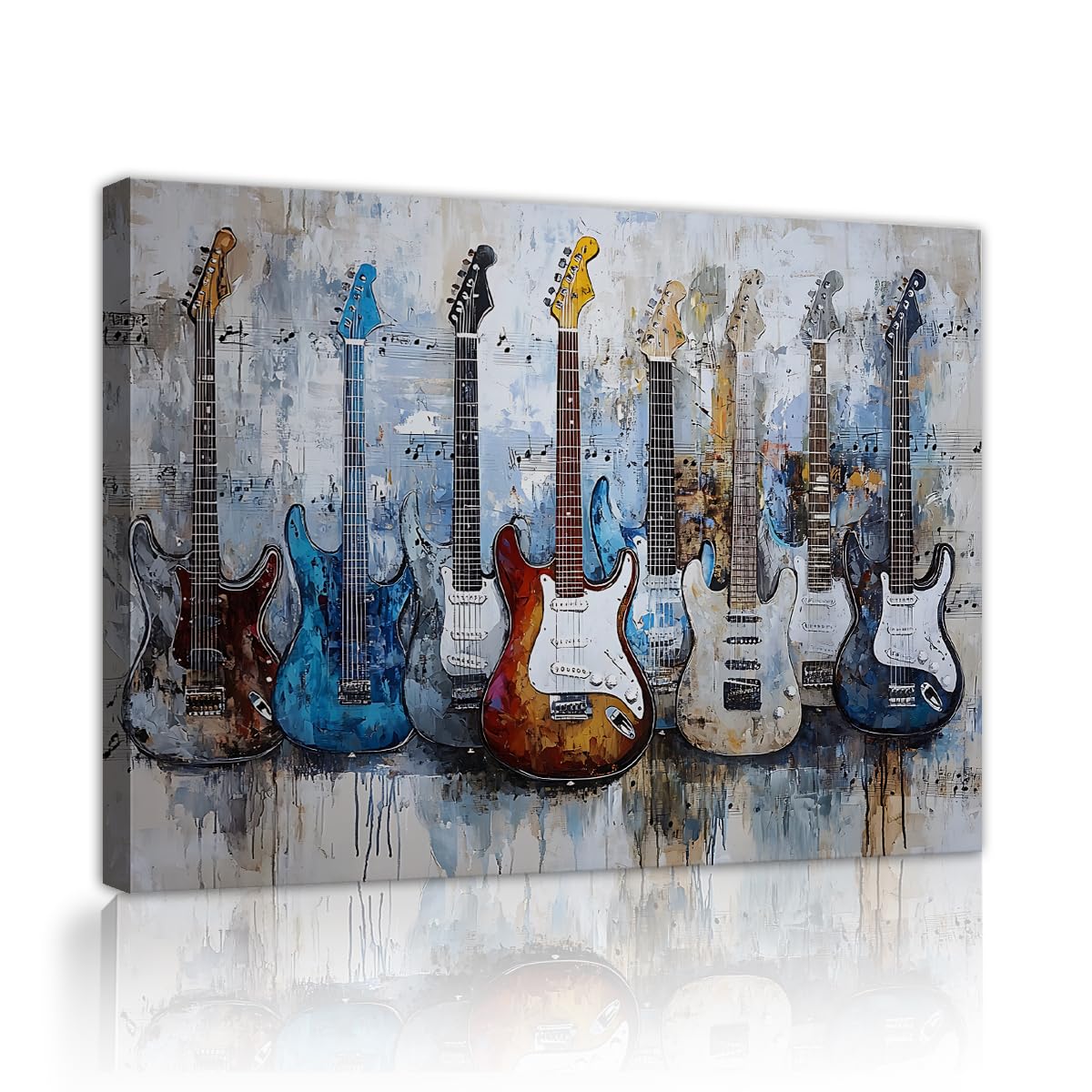 TOANGWALL Chitarra in stile graffiti tela Arte murale Stampe per amanti della musica Strumenti musicali retrò Poster pittura per Studio Studio Studio Sala Decorazione 40x60cm
