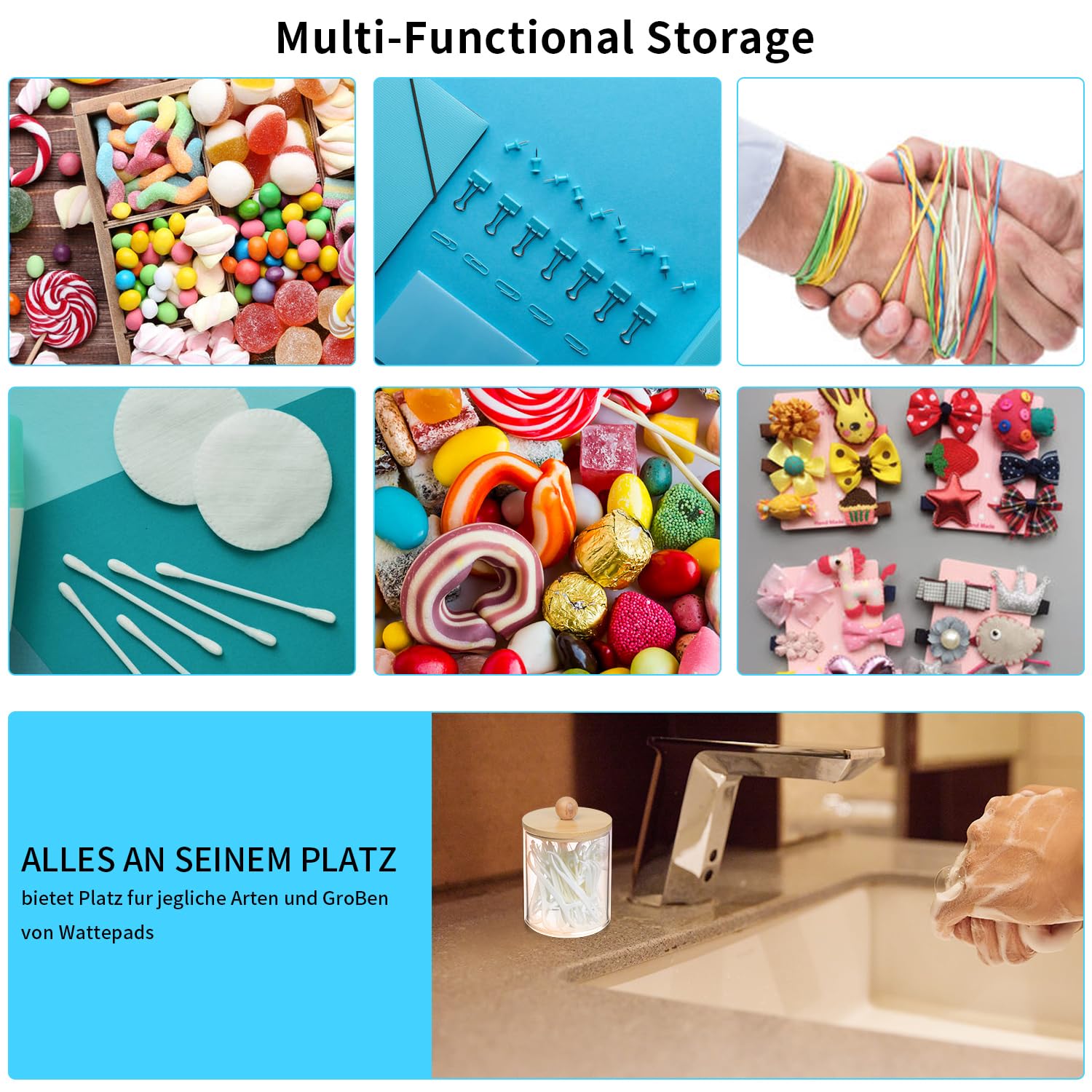 3 Soportes de Hisopos, Organizador de Almohadillas de Maquillaje, Caja Contenedor Dispensador de Almohadillas con Tapas para Discos Bola de Algodón Qtips Cosmeticos Baño