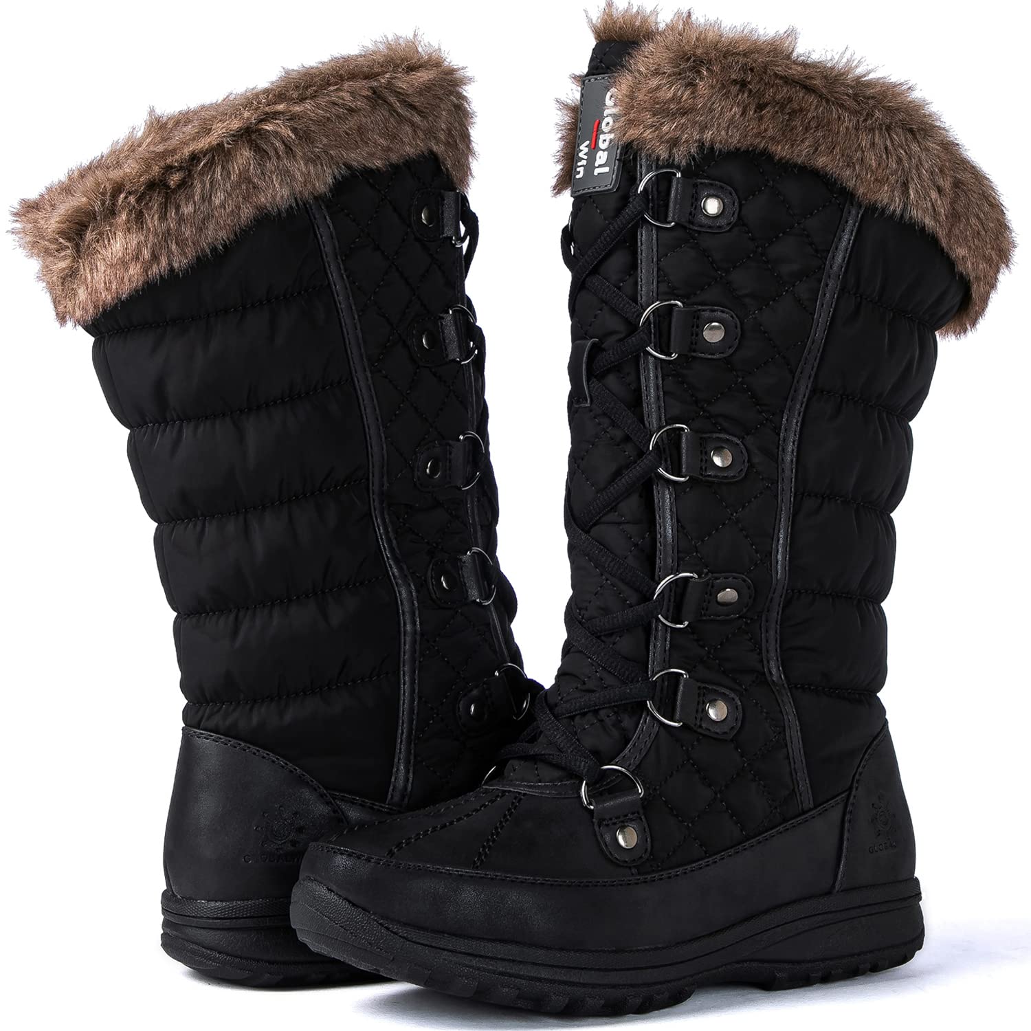 GLOBALWIN Women's Snow Boots Mid Calf Warm Winter Fashion Boots Comfortable Lace-UpWaterproof Boots Insulated Non-Slip Outdoor Shoes for Women