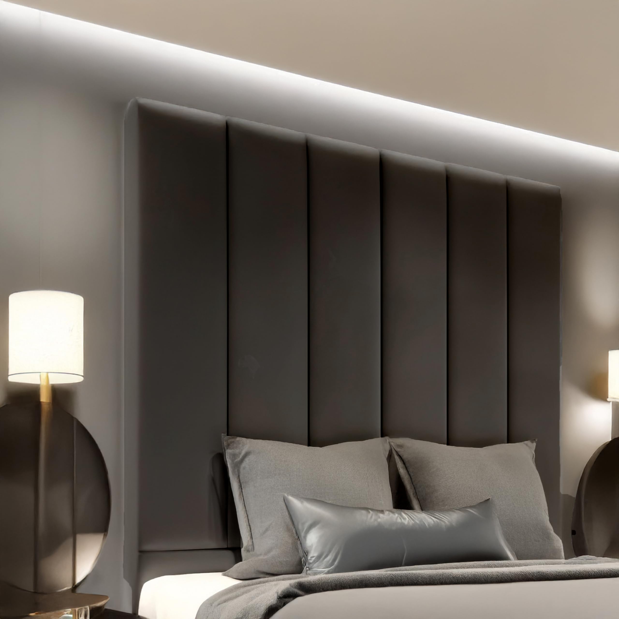 luxisleepltd Panels Tallest Plush velvet Fabric headboards Upholstered Headboard for divan bed frame sizes 3FT Single Small Double 4FT Double 4FT6 Kingsize 5FT + (Steel, 5ft king size-70'' Tall)