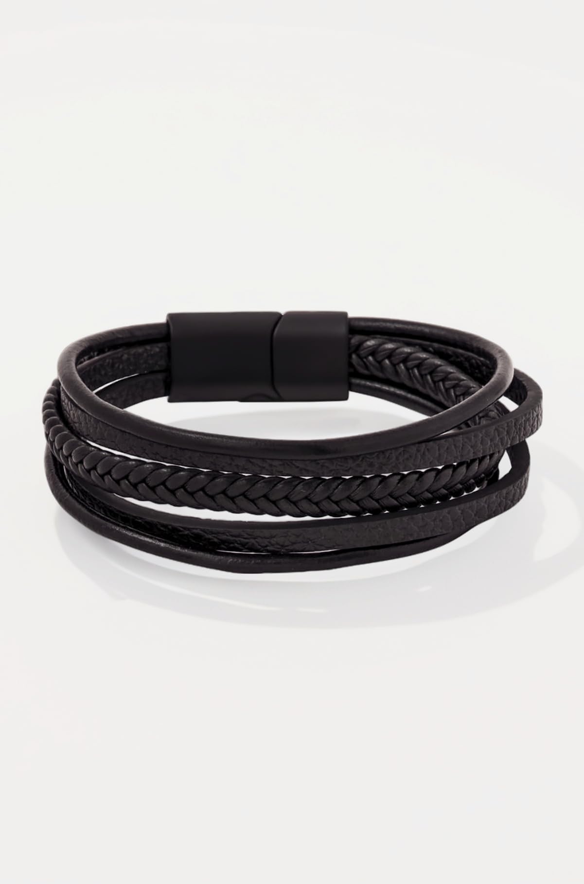 Bracelets for Men and Boys Black Leather Bracelet for Men | Magnetic-Clasp Genuine Leather Braided Wrap Bracelets for Men | Birthday Gift for Men and Boys Anniversary Gift for Husband