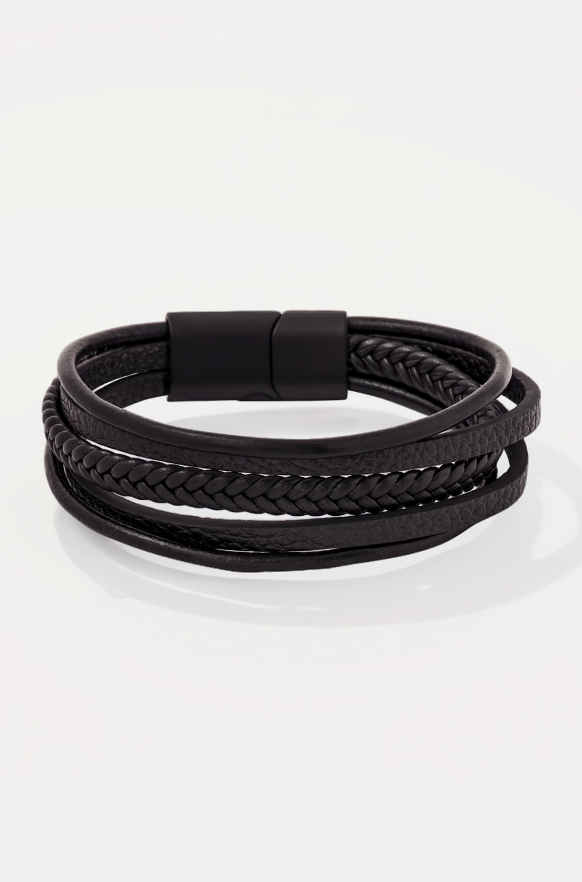 Bracelets for Men and Boys Black Leather Bracelet for Men | Magnetic-Clasp Genuine Leather Braided Wrap Bracelets for Men | Birthday Gift for Men and Boys Anniversary Gift for Husband