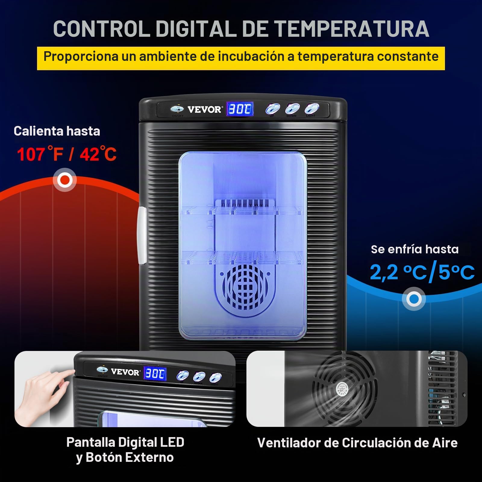 Happybuy - Incubador de reptil (25 L, 2 a 42 °C, 12 V/110 V, para reptiles pequeños), color negro
