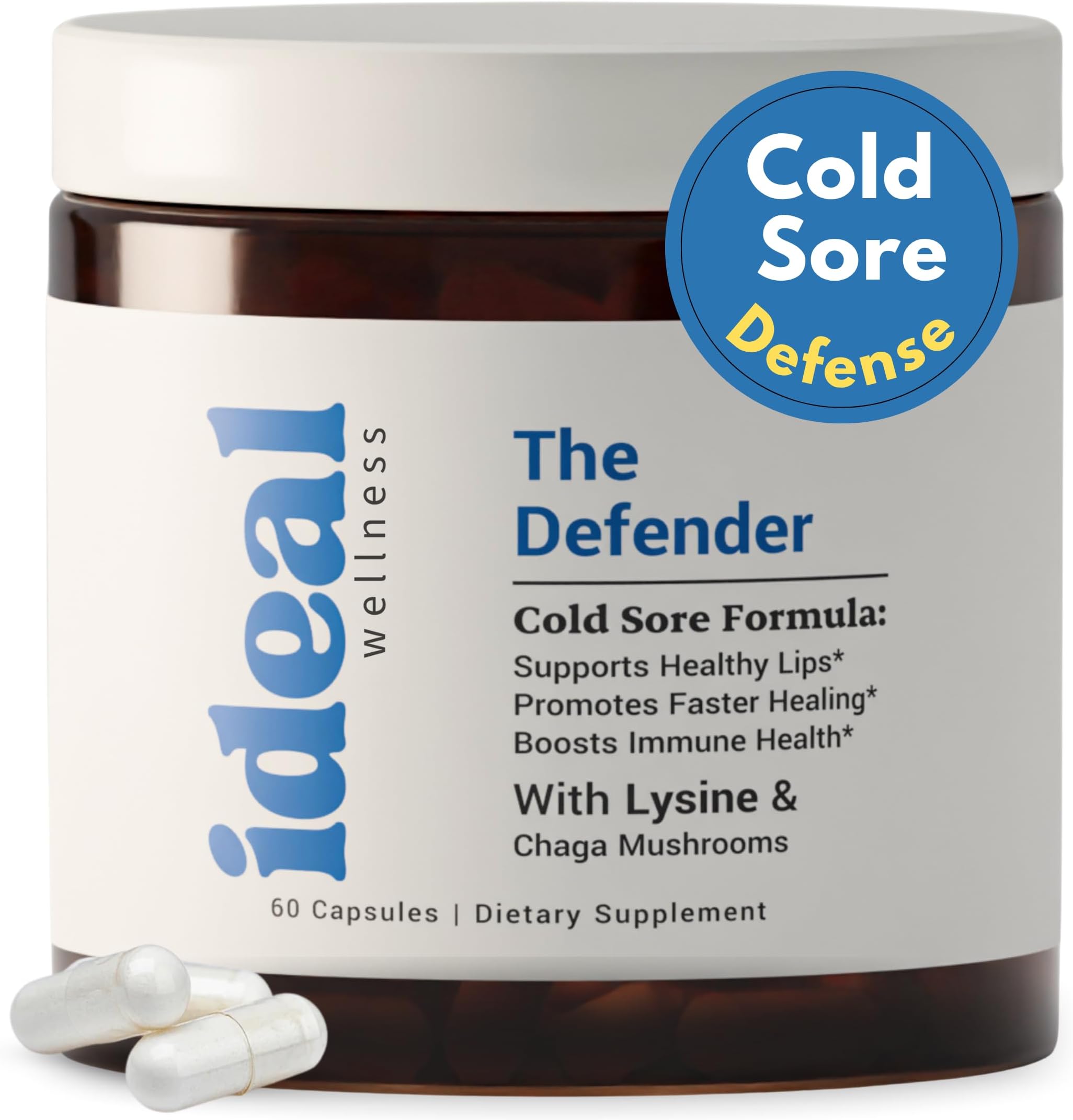 L-Lysine Cold Sore Treatment For Lips With Immune Support - L Lysine 1000mg Capsules, Chaga, Bee Propolis, Vitamin C, Zinc & Licorice Root Extract - Non-GMO, Vegetarian, 60 Capsules for Men and Women