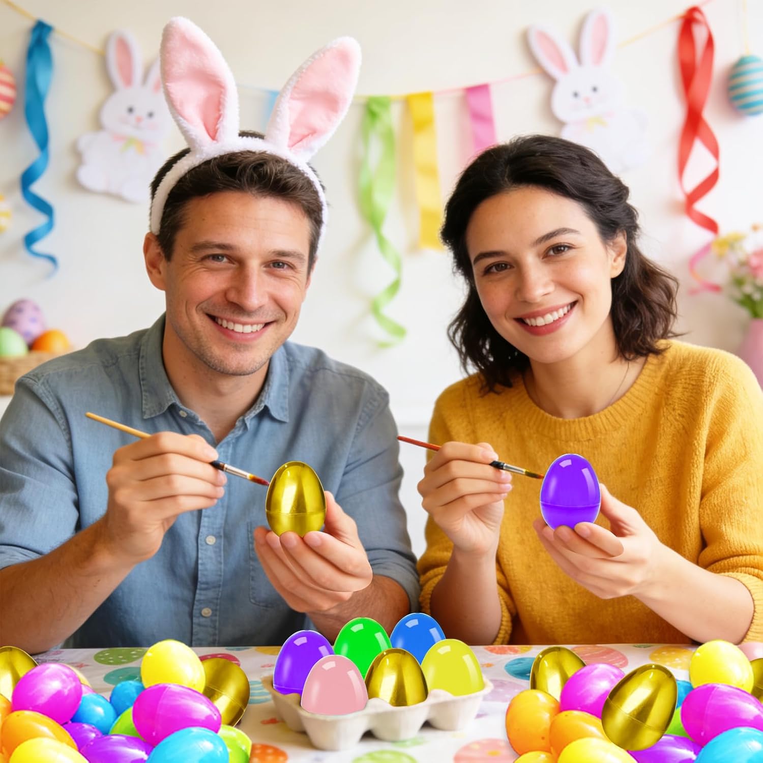 Bvrbaory 100 Pcs 2.4" Fillable Easter Eggs,Bulk Plastic Hinged Empty Eggs,Bright Colorful Easter Egg,Assorted Colors for Easter Egg Hunt,Basket Stuffers,Party Favors,Treasure Box,Classroom Prizes