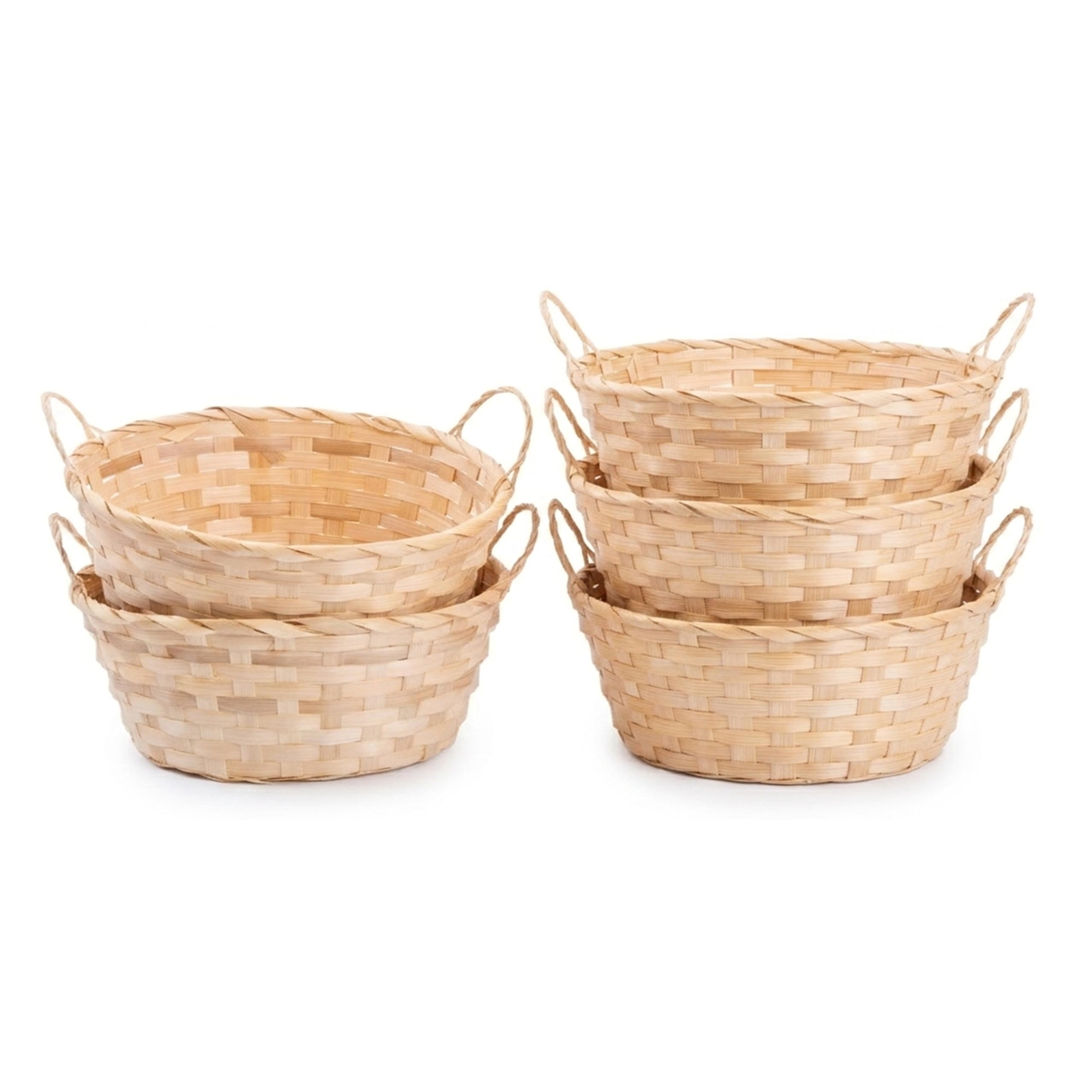 Wickerfield Bamboo Wicker Hampers With Handles Gift Hampers Retail Display Tray Bread Basket (5, Natural)