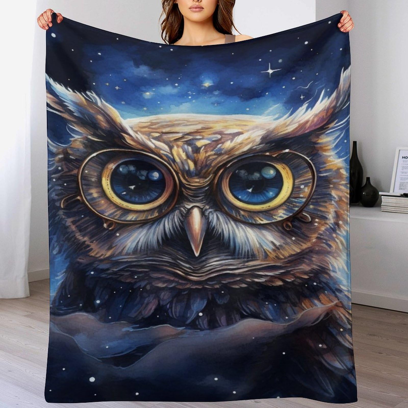 Couverture hibou plaid en peluche douce 130x180cm, idée cadeau idéale