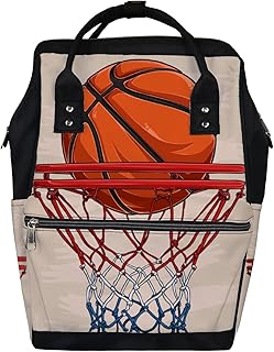 Mochila para fraldas, mochila desenhada à mão, tacada de basquetebol, multifunções, mala de mudança de fraldas para mulheres e homens, mãe, mochila de viagem de grande capacidade, M-mb21014912, 12.6 x 5.5 x 17 in