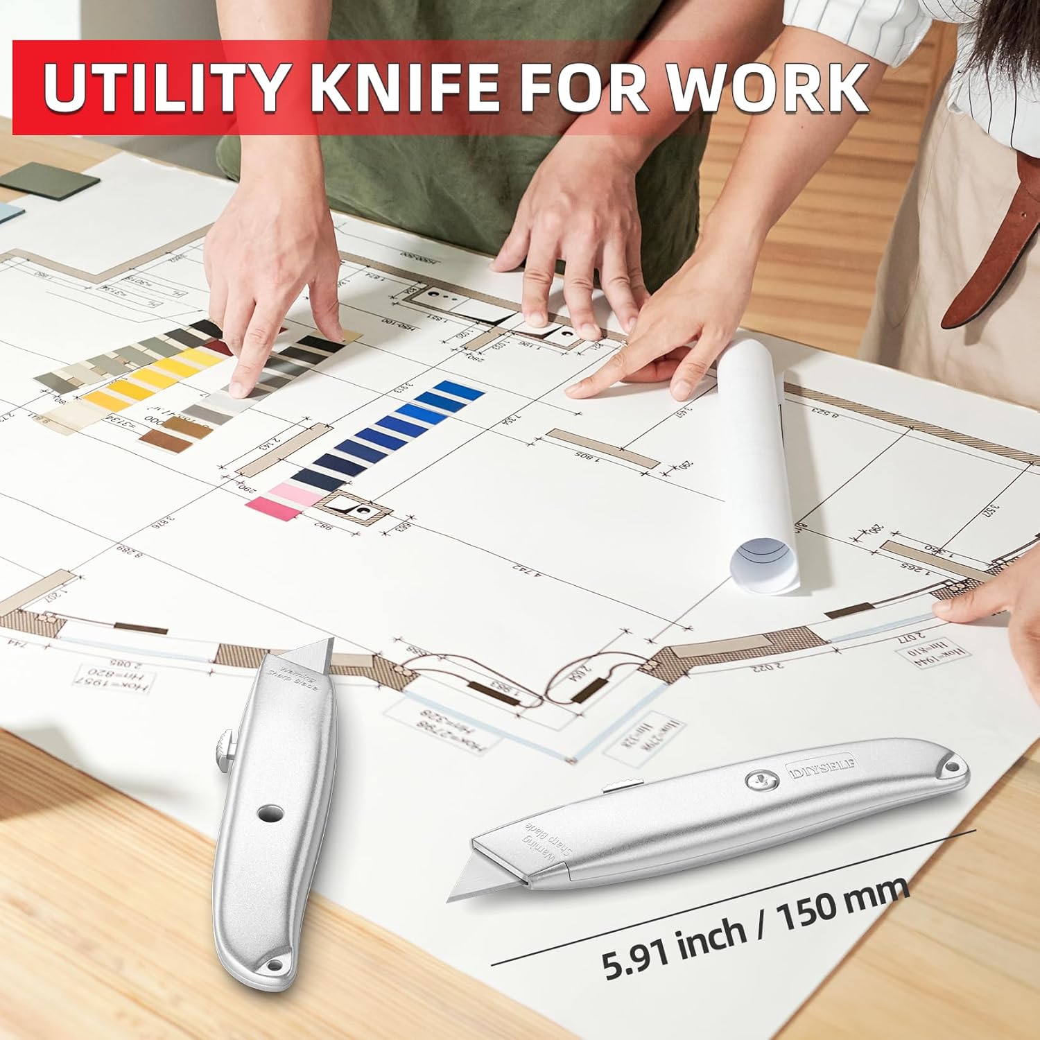 DIYSELF 30 Pack Box Cutter Heavy Duty Aluminium Shell Utility Knife | SK5 Steel Sharp Blade | Retractable Knife for Cutting Cartons Ropes and Cardboard | Home and Office Use, PVC Pipe Cutter(Silver)