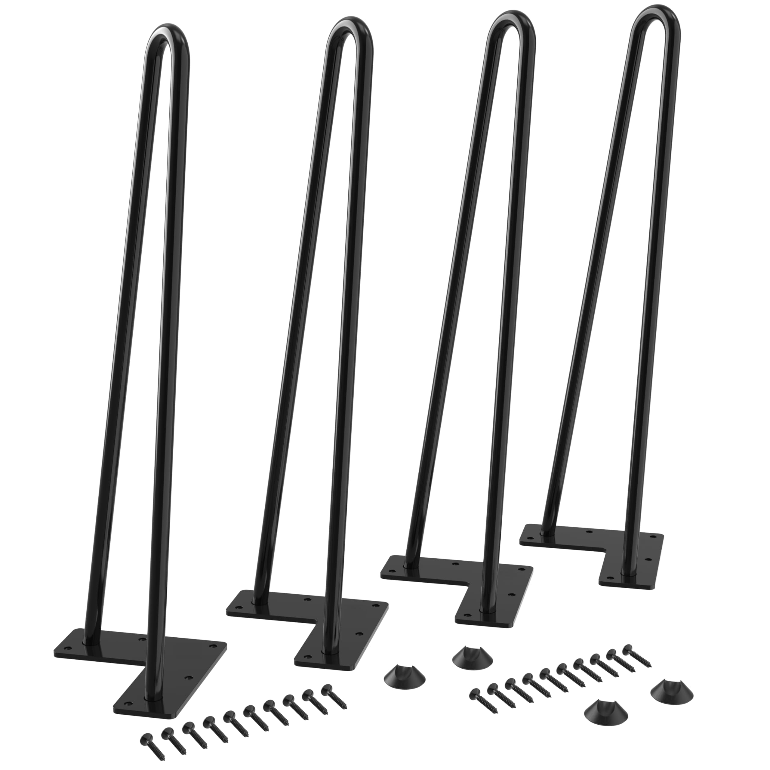 WINSOON 4PCS 45 cm Hairpin Table Legs Max Support 450lbs with Protector Feet Mid-Century Modern Style for Furniture Legs, Coffee Table Legs, Bench Leg, Chair Leg