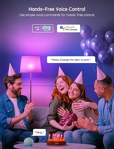 Miniatura 3 de Paquete de 8 bombillas inteligentes, A19 E26 850LM WiFi y Bluetooth RGBWW que cambia de color, bombilla LED RGBWW compatible con Alexa y Google