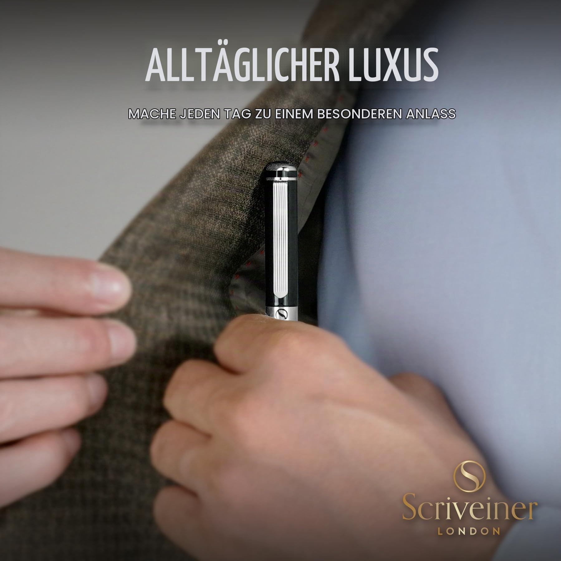 Scriveiner Atemberaubender Luxus-Füllfederhalter mit Chrom-Finish, Schmidt-Feder (Medium), Bestes Stift Geschenkset für Mann & Frau, Profi, Chefbüro, tolle Stifte