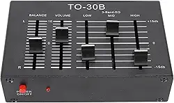Equalizador Estéreo Eq, Equalizador de Canal de Som de 3 Bandas Com Controle de Volume de Equilíbrio para Eletrônicos, Toca-discos, Guitarras