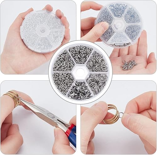 Miniatura 7 de PH PandaHall 1160 anillos de salto de acero inoxidable de 4/5/6/8/0.394 in con 30 cierres de pinza de langosta para aretes, pulseras, collares,