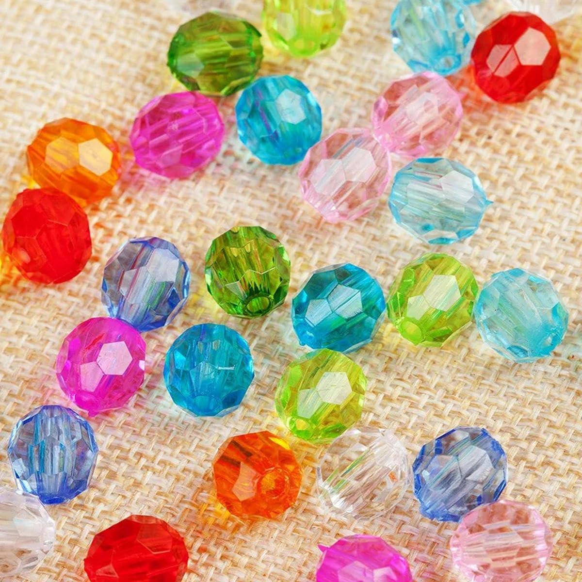 500 g, 6-14 mm, cuentas en ángulo transparentes, 32 secciones, cuentas de cristal de imitación acrílicas sueltas, cuentas para ramo de bricolaje, 9 frutas verdes, 10 mm