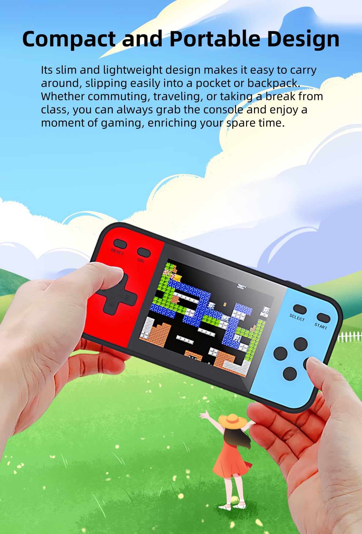 JXD 3.0" Mini Console per Videogiochi Retrò con 240 Giochi Si Collega Alla TV Gioco Portatile per Bambini Puzzle Giocattolo Regalo di Natale/feste Indispensabile per Viaggi e Tempo Libero